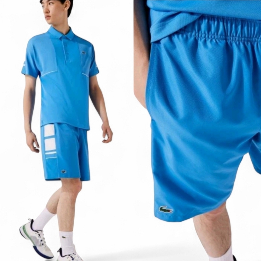 IZOD LACOSTE NWT Tennis Shorts Lined Blue White Stripe Large